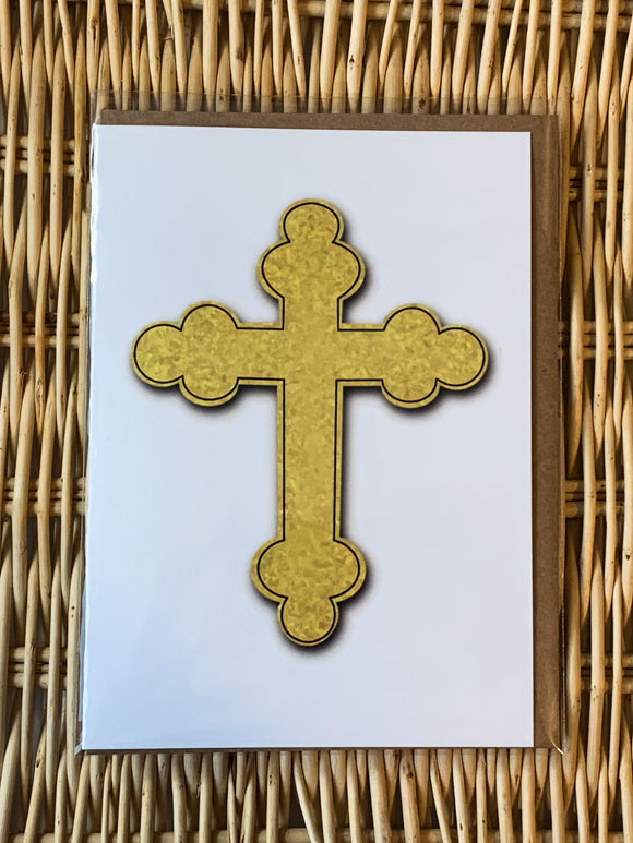Gold Greek Orthodox Cross Greeting Card